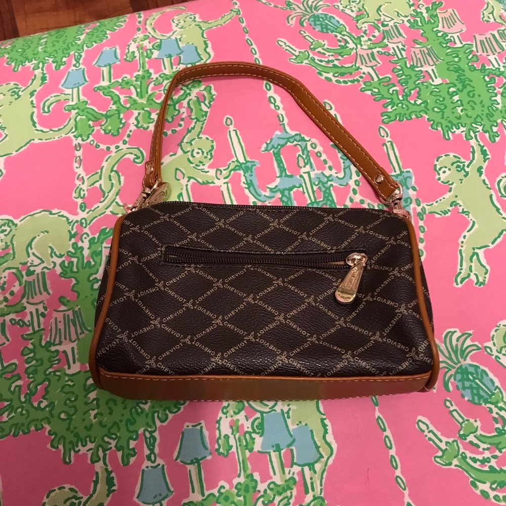 Cheviot brown logo printed series mini purse